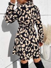 Women's New Printed Long Sleeve Waist Dress