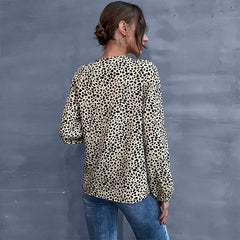 Women's new leopard print shirt long sleeve