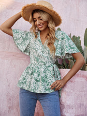 Women's new sweet retro floral top