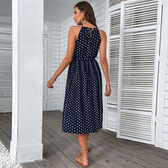 Women's new suspender polka dot beach dress