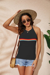 Women's New Fashion Open Back Knitted Lace Up Tank Top