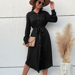 Women's New Black Polo Shirt Long Sleeve Dress