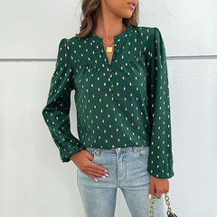 Women's new gilded green long sleeve top