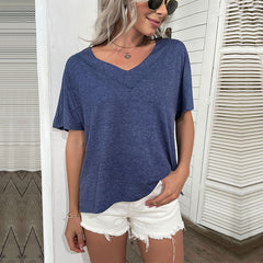 Women's new casual blue T-shirt