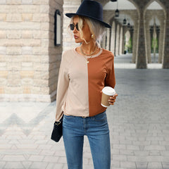 Women's new patchwork long sleeve bottom shirt