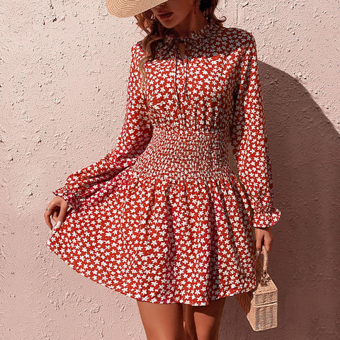 Women's New Slim Fit Long Sleeve Printed Dress