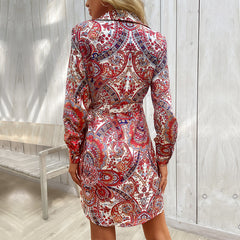 Women's New Printed Long Sleeve One Piece Dress