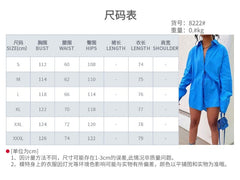 A-Z women's new fashion color matching single breasted shirt elastic shorts two-piece set