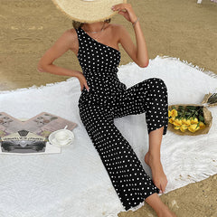 Fashion women's micro speaker polka dot jumpsuit