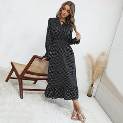 Women's Spring New Long Sleeve Polka Dot Dress