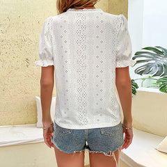 Women's New Holiday Fashion Cutout Short Sleeve Women's Shirt