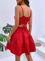 A-Z Women's New Printed Red Strap Dress