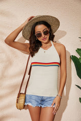 Women's New Fashion Open Back Knitted Lace Up Tank Top