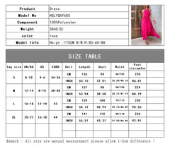 Women's New Rose Red Hanging Neck Irregular Style Long Dress