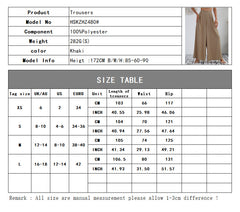 Women's new khaki high waist thin wide leg trousers