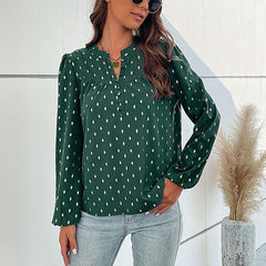 Women's new gilded green long sleeve top