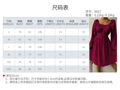 A-Z Women's New Square Neck Pleated Collar Waist Ruffle Dress