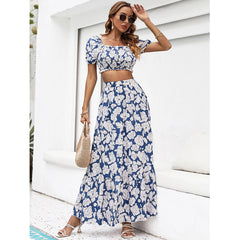 Women's new slim fitting top+skirt two-piece set