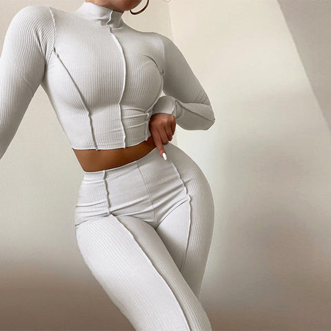 A-Z Women's New High Waist Slim Fit Two Piece Set