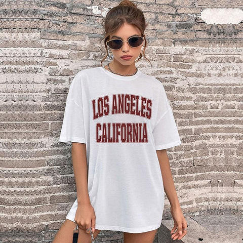 Women's New Letter Short Sleeve Long T-shirt