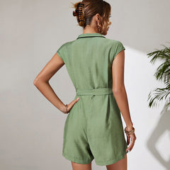 A-Z Women's New Green Summer Cool Adjustable Waist Jumpsuit