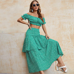 Women's New Two Piece Off Shoulder Half Dress Set