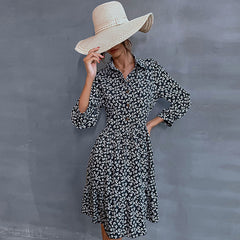 Women's New Polo Long Sleeve Printed Dress