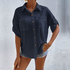 Summer New Fashion Women's Solid Loose Shirt