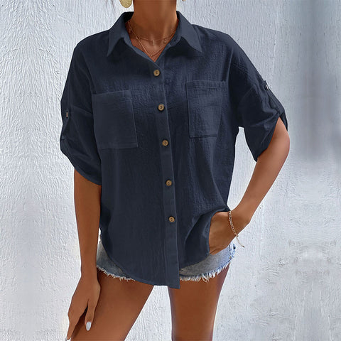 Summer New Fashion Women's Solid Loose Shirt