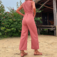 Women's seaside holiday sleeveless casual jumpsuit