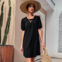 Women's new casual loose black dress