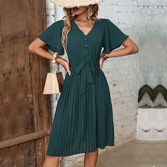 Temperament Women's Pleated French Vintage Dress