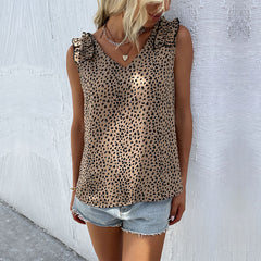 Women's new sleeveless leopard print suspender top