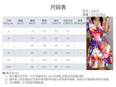 A-Z Women's New Printed Fashion Elegant Ruffle Dress