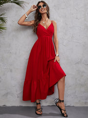 Women's New Big Red Strap Dress