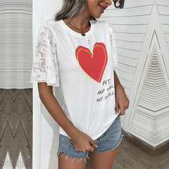 Women's New Printed Short Sleeve White T-shirt