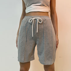 Women's new straight pleated grey sports capris