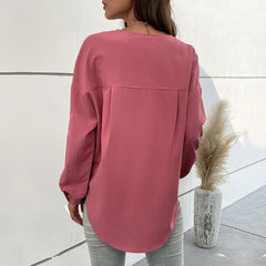 Women's new irregular long-sleeved shirt