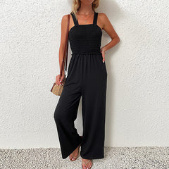 Women's new black loose fitting jumpsuit