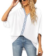 Women's new V-neck short sleeve shirt