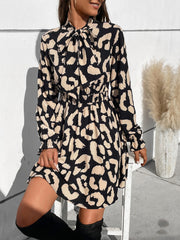 Women's New Printed Long Sleeve Waist Dress