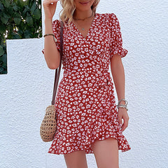 BEAUTY RUFFLE ONE PIECE FLORAL DRESS