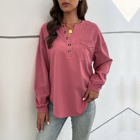 Women's new irregular long-sleeved shirt