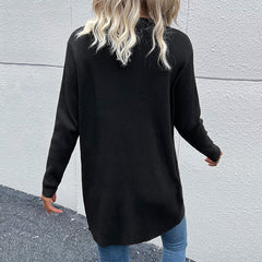 Women's new long sleeve black sweater cardigan