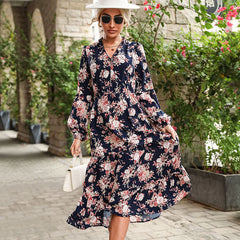 Women's New Printed Autumn Winter Long Sleeve Dress