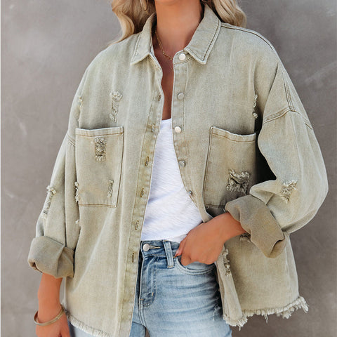 A-Z women's new tattered shirt style jacket