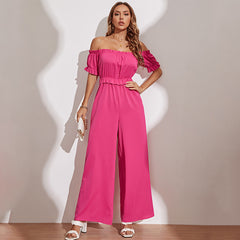 A-Z Women's New Rose Lantern Short Sleeve Off Shoulder One Piece Pants