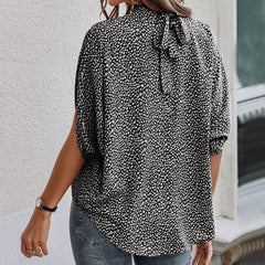 Women's New Casual Print Split Bat Sleeve Strap Top