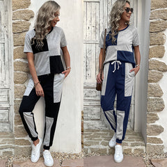 Women's new fashion Women's patchwork casual suit