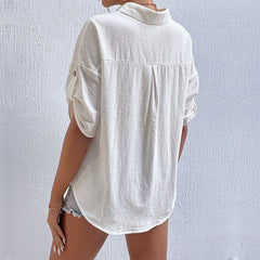 Summer New Fashion Women's Solid Loose Shirt